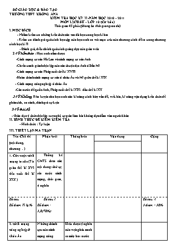 Đề kiểm tra học kỳ II môn Lịch sử 10 - Năm học 2010-2011 - Trường THCS Krông Ana (Có đáp án) Đề kiểm tra học kỳ II môn Lịch sử 10 - Năm học 2010-2011 - Trường THCS Krông Ana (Có đáp án)