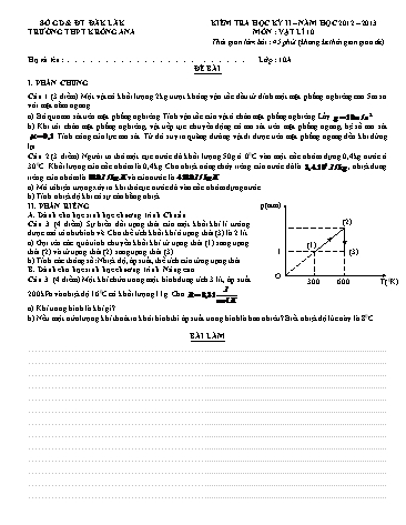 Đề kiểm tra học kỳ II môn Vật lí Lớp 10 - Trường THPT Krông Ana (Có đáp án)