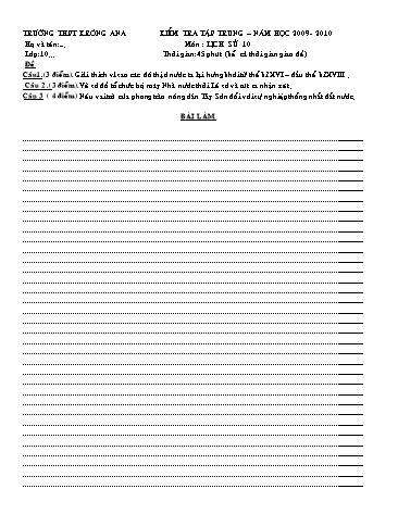 Đề kiểm tra môn Lịch sử 10 - Trường THPT Krông Ana