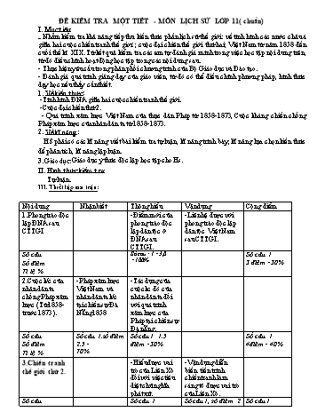 Đề kiểm tra môn Lịch sử 11 - Trường THPT Krông Ana (Có đáp án)