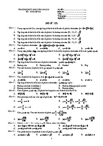 Đề kiểm tra môn Toán Lớp 12 - Mã đề 128 - Trường THPT Nguyễn Văn Cừ (Kèm đáp án)