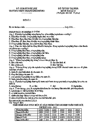 Đề ôn tập tại nhà môn Địa lí 10 - Đề số 2 - Trường THPT Phan Đình Phùng