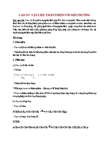Đề tài Cao su - Vật liệu thân thiện với môi trường