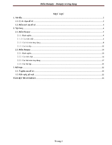 Đề tài Điểm Humpty – Dumpty và ứng dụng