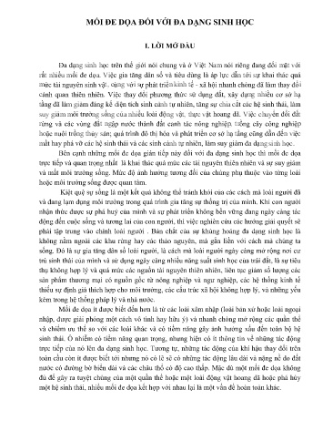 Đề tài Mối đe dọa đối với đa dạng sinh học