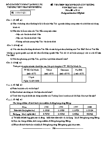 Đề thi chọn học sinh giỏi cấp trường môn Địa lí 10 - Năm học 2018-2019 - Trường THPT Phan Đình Phùng (Có đáp án)