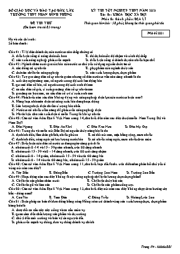 Đề thi thử tốt nghiệp THPT năm 2021 môn Địa lí - Mã đề 001 - Trường THPT Phan Đình Phùng