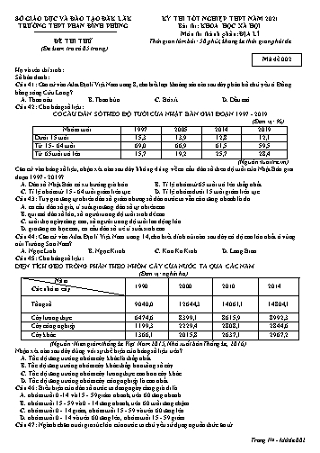 Đề thi thử tốt nghiệp THPT năm 2021 môn Địa lí - Mã đề 002 - Trường THPT Phan Đình Phùng