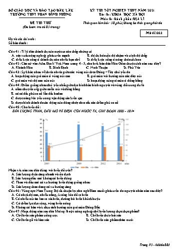 Đề thi thử tốt nghiệp THPT năm 2021 môn Địa lí - Mã đề 003 - Trường THPT Phan Đình Phùng