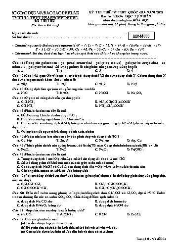 Đề thi thử tốt nghiệp THPT quốc gia năm 2021 môn Hóa học - Mã đề 003 - Trường THPT Phan Đình Phùng (Kèm đáp án)