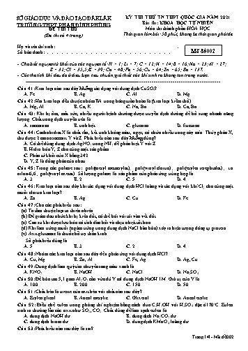 Đề thi thử tốt nghiệp THPT quốc gia năm 2021 môn Hóa học - Mã đề 002 - Trường THPT Phan Đình Phùng (Kèm đáp án)