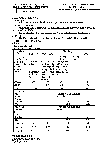 Đề thi thử tốt nghiệp THPT quốc gia năm 2021 môn Ngữ văn - Trường THPT Phan Đình Phùng (Có đáp án)