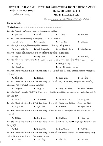 Đề thi tốt nghiệp THPT năm 2021 môn Địa lí - Đề minh họa số 03 (Có đáp án)