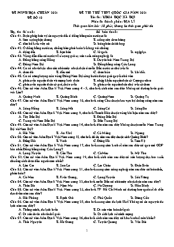 Đề thi tốt nghiệp THPT năm 2021 môn Địa lí - Đề minh họa số 10 (Có đáp án)