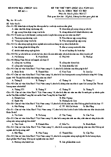 Đề thi tốt nghiệp THPT năm 2021 môn Địa lí - Đề minh họa số 11 (Có đáp án)