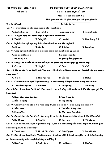 Đề thi tốt nghiệp THPT năm 2021 môn Địa lí - Đề minh họa số 15 (Có đáp án)