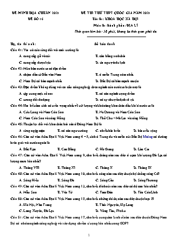 Đề thi tốt nghiệp THPT năm 2021 môn Địa lí - Đề minh họa số 16 (Có đáp án)