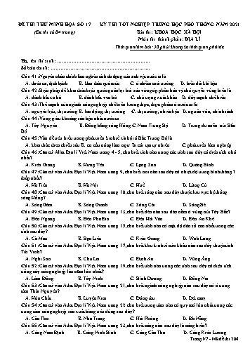 Đề thi tốt nghiệp THPT năm 2021 môn Địa lí - Đề minh họa số 17 (Có đáp án)