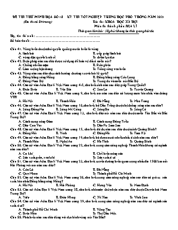 Đề thi tốt nghiệp THPT năm 2021 môn Địa lí - Đề minh họa số 18 (Có đáp án)