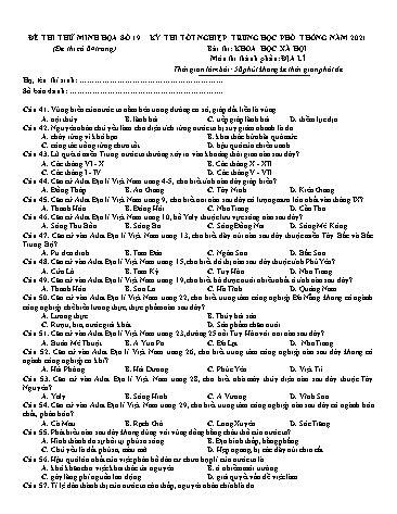 Đề thi tốt nghiệp THPT năm 2021 môn Địa lí - Đề minh họa số 19 (Có đáp án)