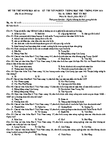 Đề thi tốt nghiệp THPT năm 2021 môn Địa lí - Đề minh họa số 20 (Có đáp án)