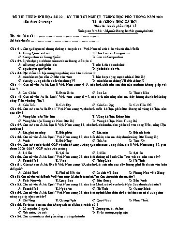 Đề thi tốt nghiệp THPT năm 2021 môn Địa lí - Đề minh họa số 22 (Có đáp án)