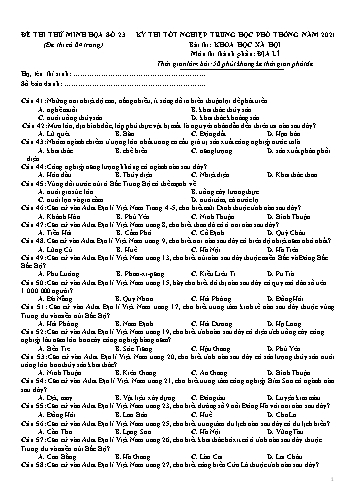 Đề thi tốt nghiệp THPT năm 2021 môn Địa lí - Đề minh họa số 23 (Có đáp án)