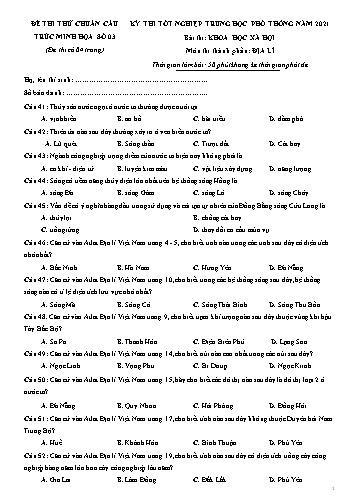 Đề thi tốt nghiệp THPT năm 2021 môn Địa lí - Đề minh họa số 3 (Có đáp án)
