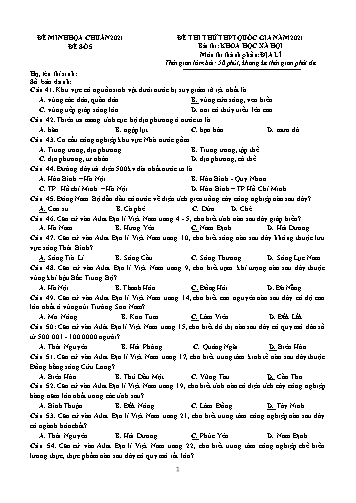 Đề thi tốt nghiệp THPT năm 2021 môn Địa lí - Đề minh họa số 5 (Có đáp án)