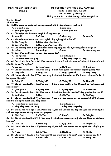 Đề thi tốt nghiệp THPT năm 2021 môn Địa lí - Đề minh họa số 6 (Có đáp án)