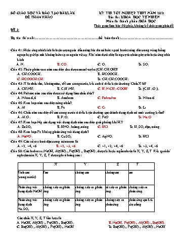 Đề thi tốt nghiệp THPT năm 2021 môn Hóa học - SGD&ĐT Đắk Lắk - Đề 3 (Có đáp án)