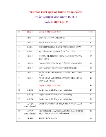 Đề trắc nghiệm môn GDCD 12 (Quyển 2) - Năm học 2016-2017 - Trường THPT Quang Trung