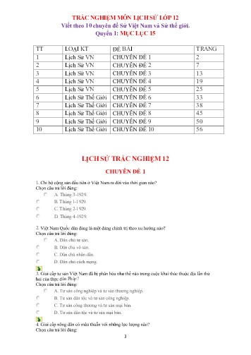 Đề trắc nghiệm môn Lịch sử 12 (Quyển 1) - Năm học 2016-2017 - Võ Thị Huyền (Kèm đáp án)