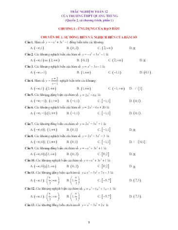 Đề trắc nghiệm môn Toán Lớp 12 (Quyển 2) - Năm học 2016-2017 - Nguyễn Thị Thanh Thúy