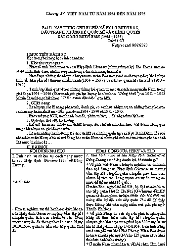 Giáo án Lịch sử Lớp 12 - Bài 21+22 - Năm học 2019-2020 - Trương Minh Đức
