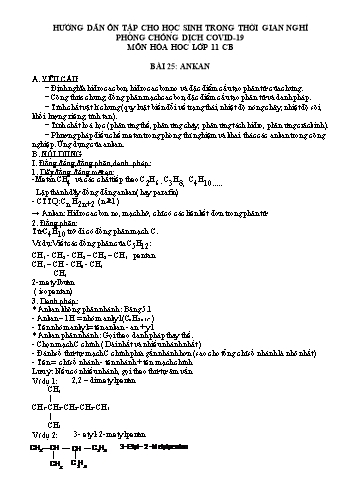 Hướng dẫn ôn tập trong thời gian nghỉ dịch môn Hóa học 11 CB