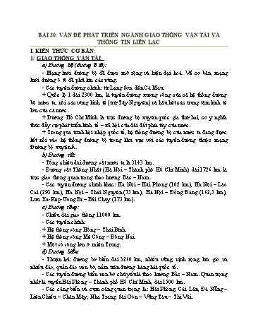 Kế hoạch bài dạy Địa lí 12 - Bài 30+31