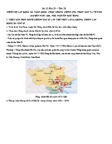 Kế hoạch bài dạy Lịch sử 11 - Tiết 26, Bài 20: Chiến sự lan rộng ra toàn quốc. Cuộc kháng chiến của nhân dân ta từ năm 1873 đến năm 1884 , nhà Nguyễn đầu hàng