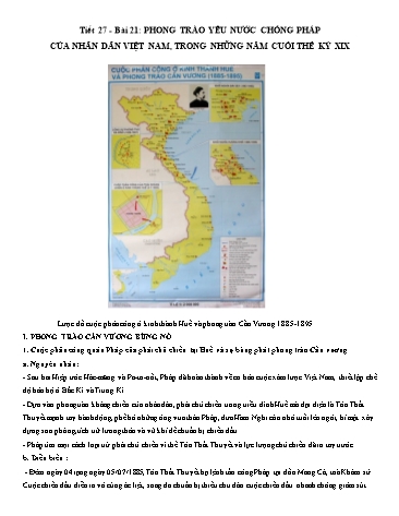 Kế hoạch bài dạy Lịch sử 11 - Tiết 27+28, Bài 21: Phong trào yêu nước chống Pháp của nhân dân Việt Nam, trong những năm cuối thế kỷ XIX