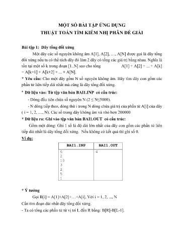 Một số bài tập ứng dụng thuật toán tìm kiếm nhị phân để giải