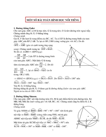 Một số bài toán hình học nổi tiếng