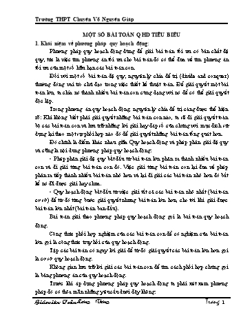 Một số bài toán quy hoạch động tiêu biểu - Trường THPT Chuyên Võ Nguyên Giáp
