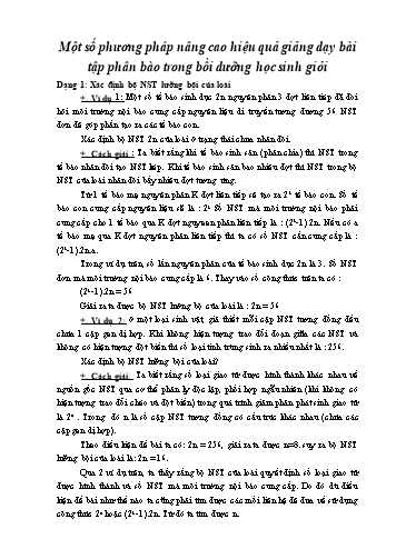 Một số phương pháp nâng cao hiệu quả giảng dạy bài tập phân bào trong bồi dưỡng học sinh giỏi