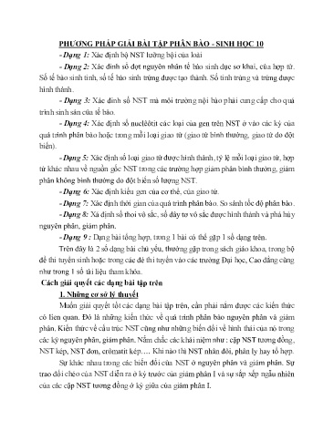 Phương pháp giải bài tập phân bào