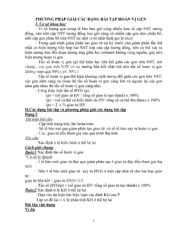 Phương pháp giải các dạng bài tập hoán vị gen