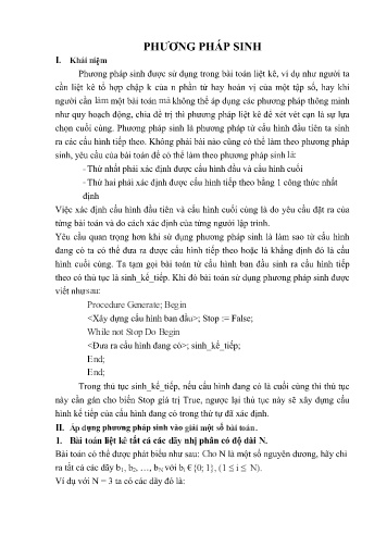 Phương pháp sinh trong bài toán liệt kê