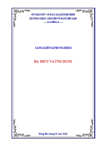 Sáng kiến kinh nghiệm Đa thức và ứng dụng