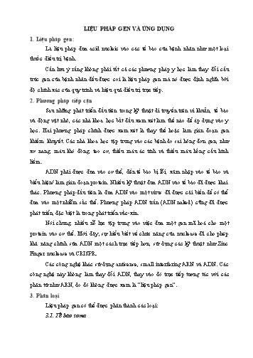 Sáng kiến kinh nghiệm Liệu pháp gen và ứng dụng