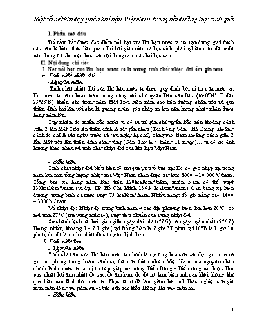 Sáng kiến kinh nghiệm Một số nét khi dạy phần khí hậu Việt Nam trong bồi dưỡng học sinh giỏi