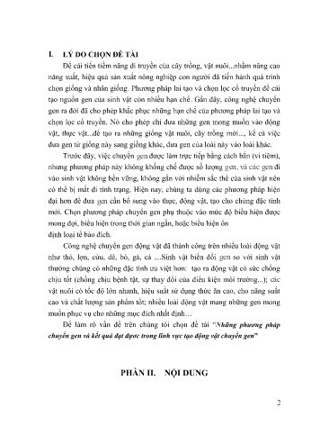 Sáng kiến kinh nghiệm Những phương pháp chuyển gen và kết quả đạt đựơc trong lĩnh vực tạo động vật chuyển gen